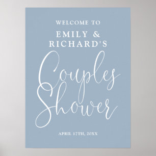 Affiche de bienvenue douche Dusty Blue Couples