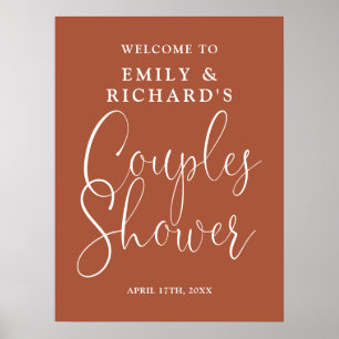 Affiche de bienvenue douche en terre cuite Couples
