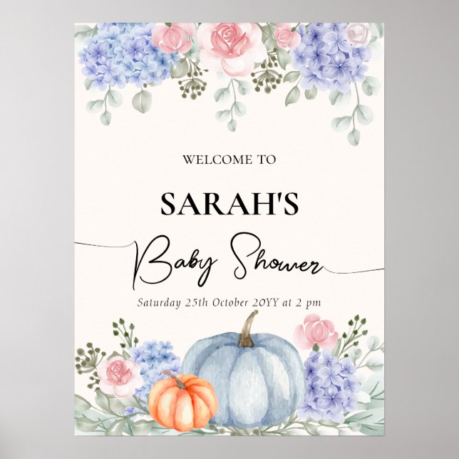 Affiche de bienvenue du Baby shower d'automne du C (Devant)