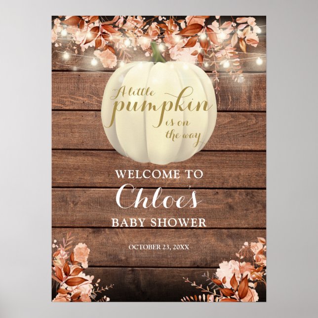 Affiche de bienvenue du Baby shower d'automne du p (Devant)