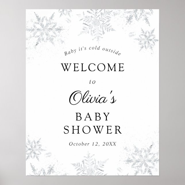 Affiche de bienvenue du Baby shower de flocon de n (Devant)