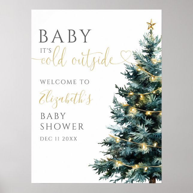 Affiche de bienvenue du Baby shower de Noël à l'ex (Devant)