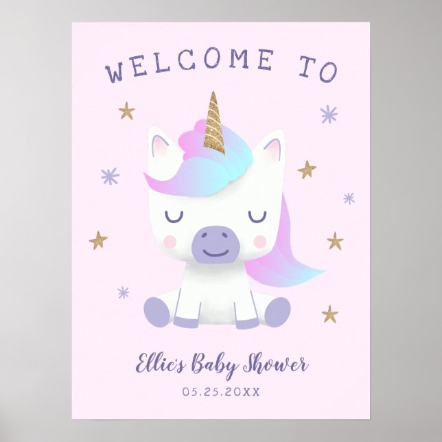 Affiche de bienvenue du Baby shower de thème Unico (Devant)