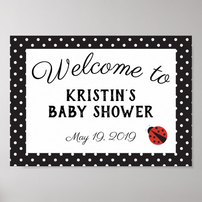 Affiche de bienvenue du baby shower Ladybug (Devant)