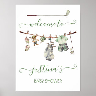 Affiche de bienvenue du Baby shower Preppy Golf Bo