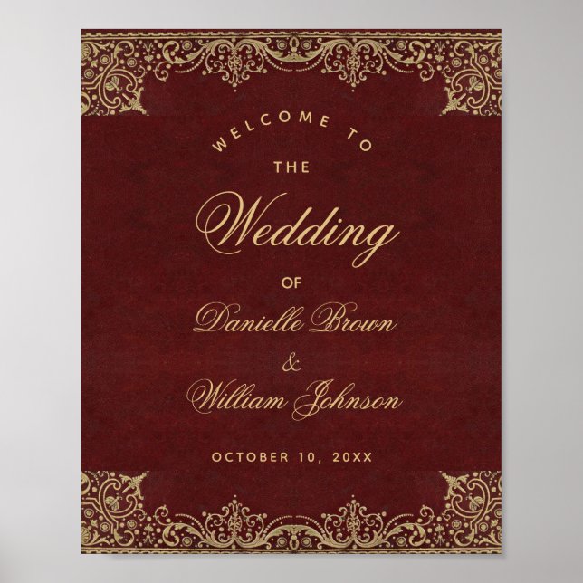 Affiche de bienvenue du Mariage de script Vintage  (Devant)