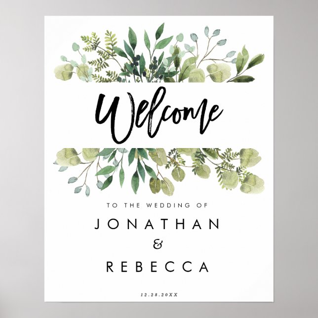 affiche de bienvenue du mariage de verdure rustiqu (Devant)