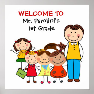 Affiche de bienvenue en classe scolaire