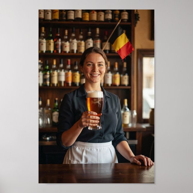 Affiche de bienvenue et de toast de taverne belge (Devant)