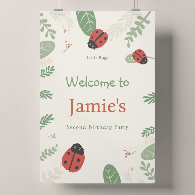 Affiche de bienvenue extra large pour l'anniversai (Ladybird Meadow - Large Welcome Poster (24 x 36"))