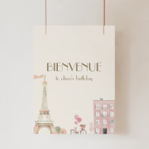 Affiche de bienvenue fête d'anniversaire à Paris