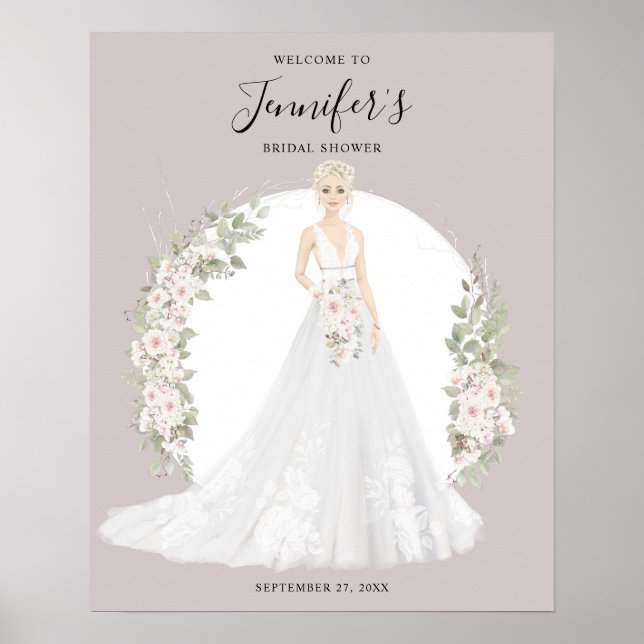 Affiche de bienvenue Fête des mariées Blonde Bride (Devant)