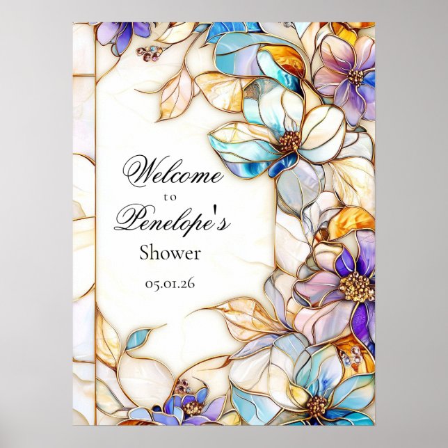 Affiche de bienvenue Fête des mariées en verre ten (Devant)