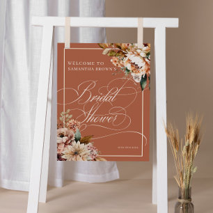 Affiche de bienvenue Fête des mariées florale Boho