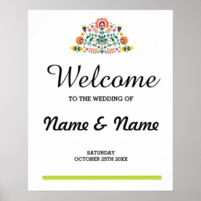 Affiche de bienvenue Fiesta Mariage Affiche mexica (Devant)