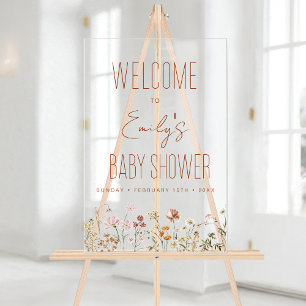Affiche de bienvenue fleur sauvage Baby shower En