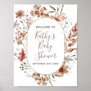 Affiche de bienvenue Fleur sauvage d'automne aquar
