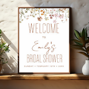 Affiche de bienvenue fleur sauvage Fête des mariée