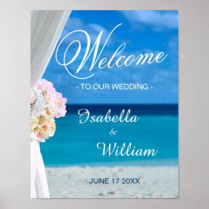 Affiche de bienvenue   Floral Ocean Beach Mariage 