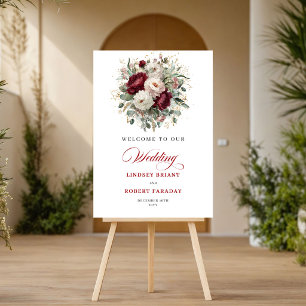 Affiche de bienvenue florale dorée de Bourgogne so