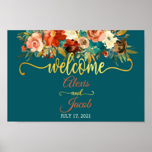 Affiche de bienvenue FloralWedding - Mariage Turqu