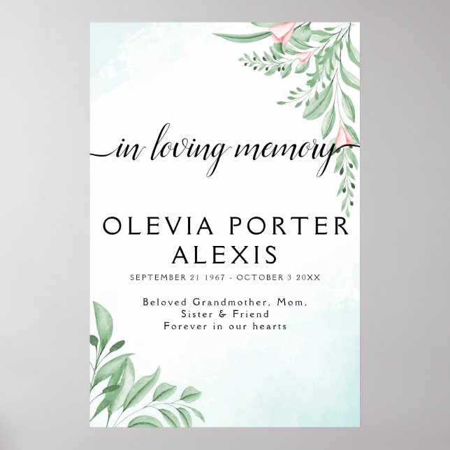 Affiche de bienvenue funéraire Boho Dusty Blue Euc (Devant)