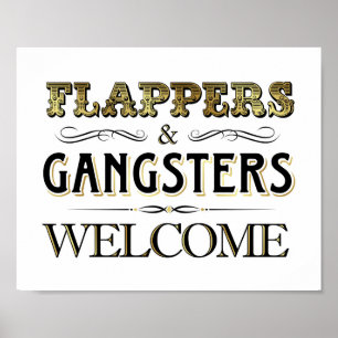 Affiche de bienvenue GANGSTERS vintage Gold FLAPPE