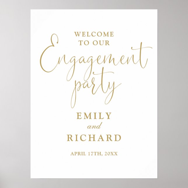 Affiche de bienvenue Gold Engagement Party (Devant)