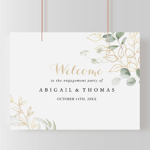 Affiche de bienvenue Gold Green Foliage Engagement