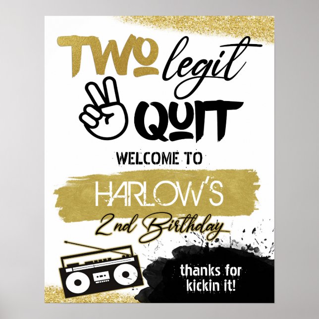 Affiche de bienvenue Hip hop Gold Two Legit Two Qu (Devant)