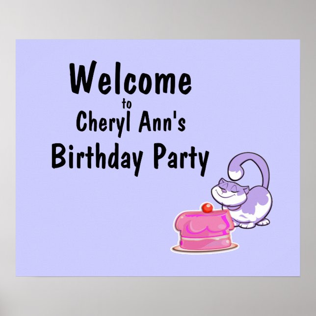 Affiche de bienvenue Kitty Cat and Cake Party (Devant)