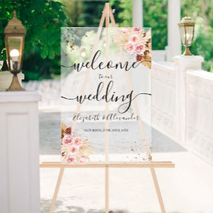 Affiche de bienvenue Mariage acrylique gelée Boh