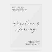 Affiche de bienvenue Mariage acrylique propre et m