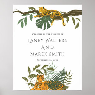 Affiche de bienvenue Mariage animal de Safari trop