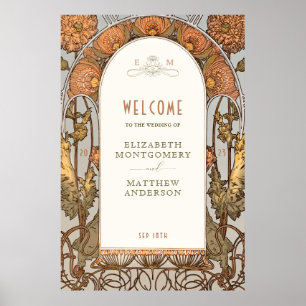 Affiche de bienvenue Mariage Art Nouveau Vintage p