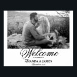 Affiche de bienvenue mariage Black White Romantic<br><div class="desc">Affiche de bienvenue mariage Noir Blanc Romantique Photo Calligraphie Minimaliste</div>
