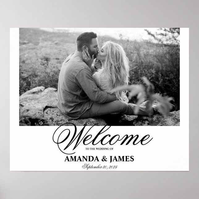 Affiche de bienvenue mariage Black White Romantic  (Devant)