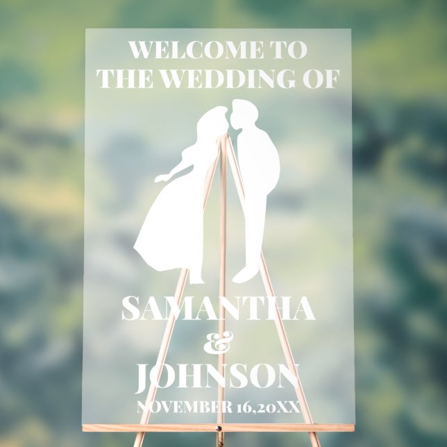 Affiche de bienvenue Mariage blanc acrylique gelée (Neutre)