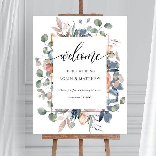 Affiche de bienvenue mariage Blissful Floral avec  (Créateur téléchargé)