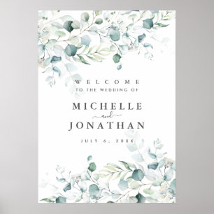 Affiche de bienvenue Mariage Blue Green Eucalyptus