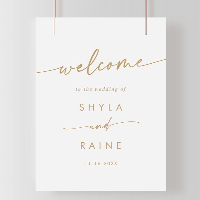 Affiche de bienvenue Mariage Boho Chic Gold et Whi (Créateur téléchargé)