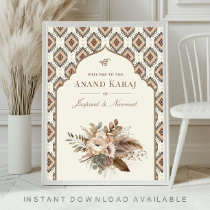 Affiche de bienvenue Mariage Boho Ivory Anand Kara