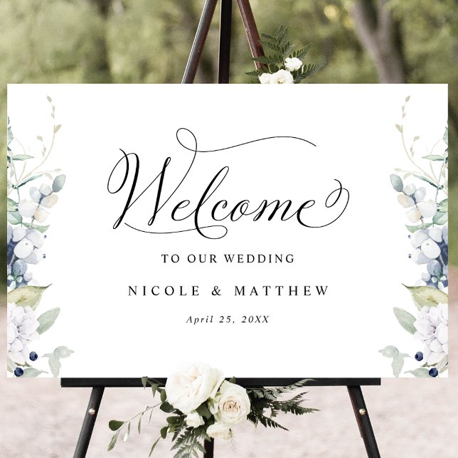 Affiche de bienvenue Mariage chic Bleu Bleu Bleu F (Créateur téléchargé)