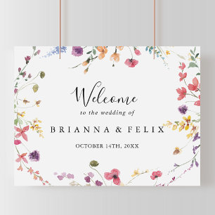 Affiche de bienvenue Mariage classique de fleurs s