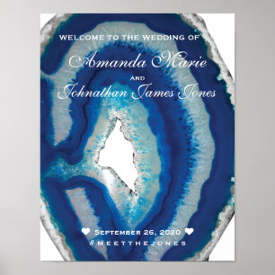 Affiche de bienvenue Mariage d'Agate bleu chic Scr