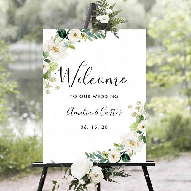 Affiche de bienvenue Mariage d'aquarelle florale b (Créateur téléchargé)