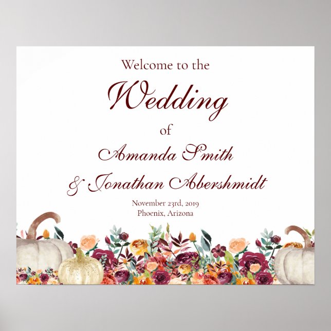 Affiche de bienvenue mariage de automne, Affiche d (Devant)