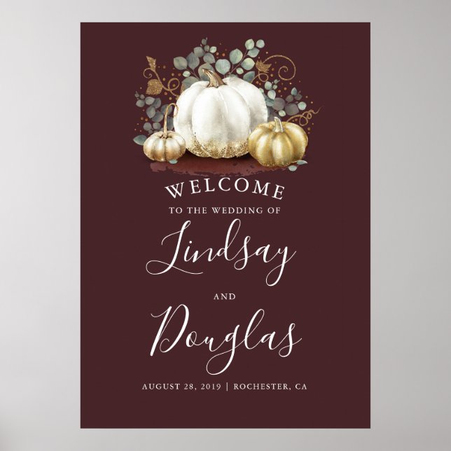 Affiche de bienvenue Mariage de automne Citrouille (Devant)