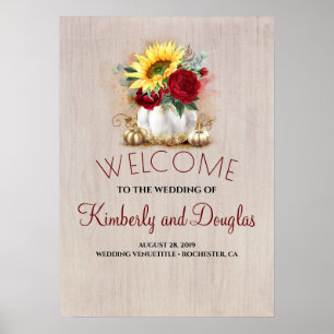 Affiche de bienvenue Mariage de automne Citrouille