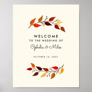 Affiche de bienvenue Mariage de automne des branch